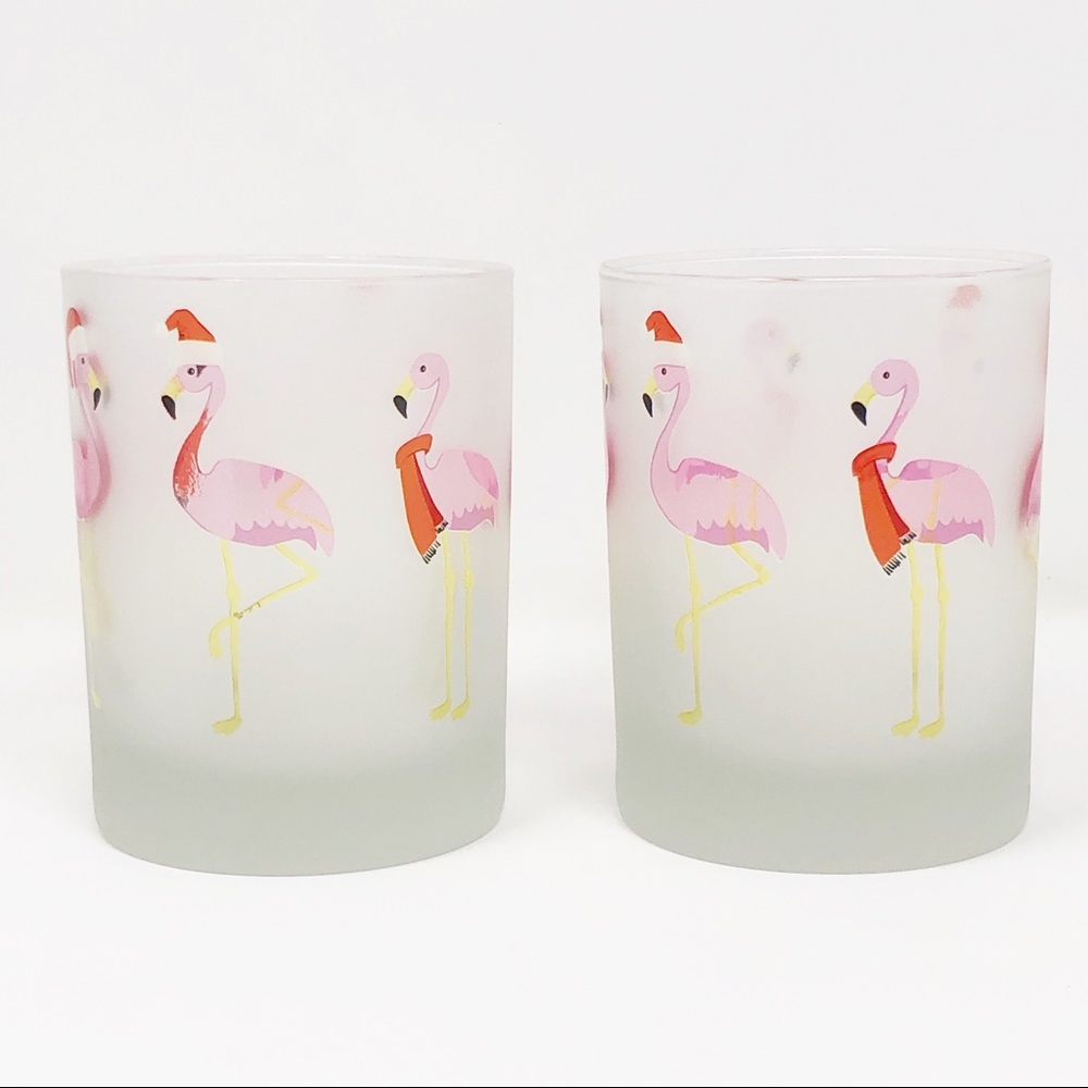 Standing Flamingos Holiday Drinking Glass Set